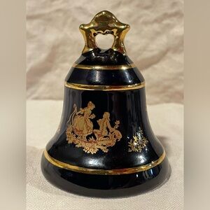 Limoges Castel France Porcelain Cobalt Blue and 22K Gold Decorative Bell